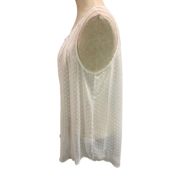 Large Black Rainn Womens Sheer White Sleeveless Blouse Lace - Picture 4 of 9